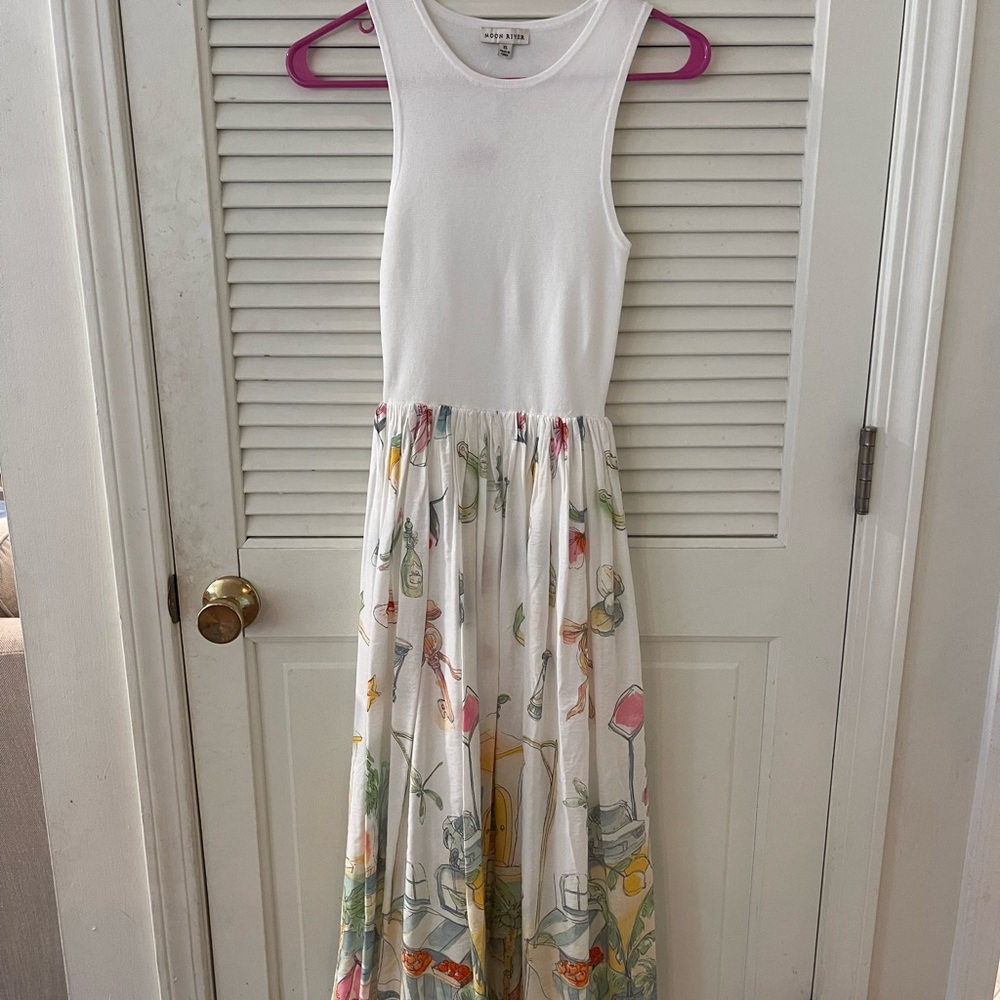Moon River White Sleeveless Tank Top Dress